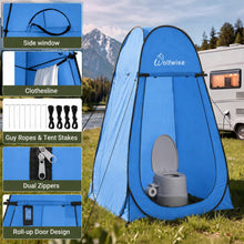 Load image into Gallery viewer, Wolfwise Pop Up Shower Tent for Camping Essentials, Portable Instant Changing Tent with Ventilation Window & Carry Bag, Privacy Dressing Room Bathroom Toilet for Beach & Outdoor, Extra Tall, Blue