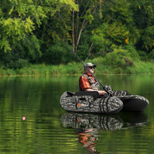Load image into Gallery viewer, Goplus Inflatable Float Tube, Fishing Belly Boat w/Paddle, Flippers, Fish Ruler, Pump, Storage Bag, Adjustable Straps, 350LBS Load Capacity (Camouflage, W/Rod Holder)