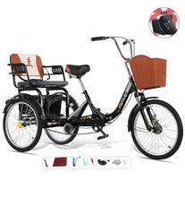Load image into Gallery viewer, Adult Tricycle Folding Tricycle, Adult Tricycle with seat for Women, Seniors, Men,20 Inch 3-Wheel Bikes (Black)