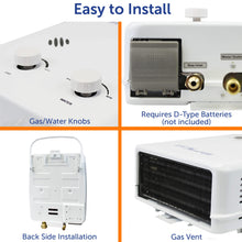 Load image into Gallery viewer, Flame King YSNAZ132 Portable Tankless Water Heater Propane Gas 5L 1.32GPM at 34,000 BTU, Outdoor Instant Hot Water Shower for RV, Camping, Farm, Cabins