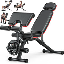 Load image into Gallery viewer, XDDIAS Workout Bench, Adjustable Weight Bench with Leg Extension and Leg Curl, Extended Headrest, 900LBS Preacher Curl Bench Incline Decline Flat Workout Bench for Home Gym Full Body Exercise