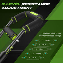 Load image into Gallery viewer, Vanlgs Twister Arm Trainer for Men, Chest Workout Equipment 5-Level Adjustable (40-130lb) with Ergonomic 27° Targets Biceps/Clip/Thigh, Portable Exerciser for Home Gym Travel Fitness, Green