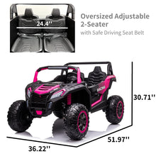 Load image into Gallery viewer, 24V 4WD 10Ah 2-Seater Kids Ride On UTV XXXL with Parents Remote Control, 4X4 Off-Road Battery Powered Electric Toy Car Side, Pink