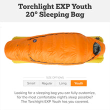Load image into Gallery viewer, Big Agnes Torchlight EXP - Ultralight Sleeping Bag, 20 Degree, Youth