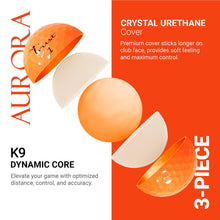 Load image into Gallery viewer, Trust Golf Ball | Aurora Bright Orange | Soft | Distance | Straight Flight | Easy to Spot | Crystal Urethane Covered | 3-Piece | Bright Orange | 12 Balls
