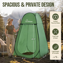 Load image into Gallery viewer, Wolfwise Pop Up Shower Tent for Camping Essentials, Portable Instant Changing Tent with Ventilation Window & Carry Bag, Privacy Dressing Room Bathroom Toilet for Beach & Outdoor, Spacious, Green