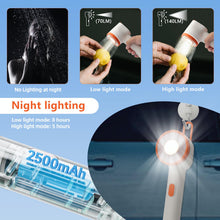 Load image into Gallery viewer, NEBELTREKK Portable Camping Shower with Light,2-in-1 Portable Shower for Camping,Carbon Filtration Shower,5 Gals Foldable Bucket, Rechargeable for Camping,Pet Bath,Gardening,Car Wash (Compact, Medium)