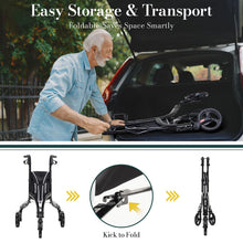 Load image into Gallery viewer, HolyHeal 3 Wheel Walkers for Seniors, Lightweight Rollator Walkers Foldable for Elderly with Cane Hold and Cup Hold, Height Adjustable Aluminum Three Wheel Rolling Walker Mobility Aid, Black