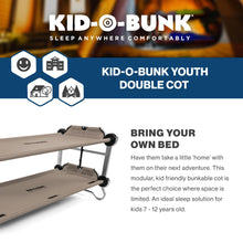 Load image into Gallery viewer, Disc-O-Bed Youth Double Cot Kid-O-Bunk, Modular for Bunk Beds, Dual Cots, or Bench with 2 Carry Bags for Portable Transport, Tan