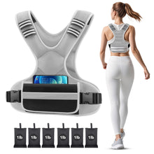 Load image into Gallery viewer, Adjustable Weighted Vest Woman 4-10lb/12-18lb/20-32lb Weighted Vest Men with 6 Ironsand Weights, Shoulder Pads and Large Pocket for Walking Running Crossfit Strength Training, 12-18lb, grey