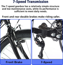 Load image into Gallery viewer, Adult Tricycle 7 Speed, Adult Tricycle with Rear seat for Ladies,24in 3-Wheel Bikes, Trike for Adults (Blue)