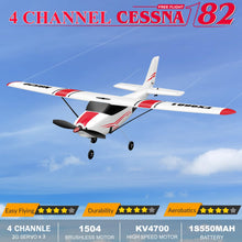 Load image into Gallery viewer, HAWK'S WORK 4 Channel RC Plane, Remote Control Airplane Cessna Ready to Fly, Brushless Motor 6-axis Gyro Stabilizer 3 Flight Mode Stunt Flying, Easy Trainer for Beginner & Kid