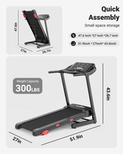 Load image into Gallery viewer, THERUN Incline Treadmill - Black Red