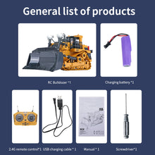 Load image into Gallery viewer, RC Bulldozer, 1:24 Scale Remote Control Bulldozer, 2.4GHz 9 Channel RC Construction Truck, Engineering Vehicles Educational Toys
