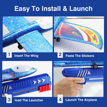 Load image into Gallery viewer, 3 Pack Foam Airplane Launcher Toys, 2 Flight Mode Glider Plane, Kids Flying Toy,3 4 5 6 7 8 9 10 11 12 Year Old Boys Girls