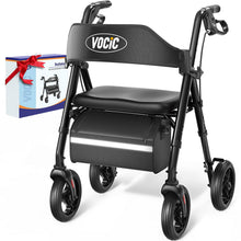 Load image into Gallery viewer, VOCIC Walkers for Seniors, Z21 Rollator Walker with Seat Supports 350lb, 8" Big Wheels for All Terrain, Ergonomic Arc Seat & 6" Ultra Backrest Foldable Walker, Dual Height Adjustment, Lightweight 2025