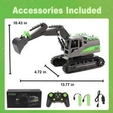 Load image into Gallery viewer, Remote Control Excavator Toys for Boys 4-7 Yrs Old - Best Birthday for Kids 3 5 8 9 10+, Metal Shovel Construction Vehicles
