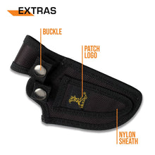 Load image into Gallery viewer, Elk Ridge ER-300 Series, 2-Piece Fixed Blade Hunting Knife Set with Gut Hook and Caping Knife, 3Cr13MoV Steel, Wood Handle, Nylon Sheath, 7 Inch and 6.4 Inch (Camo)