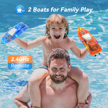 Load image into Gallery viewer, 2Pack LED Light RC Boat Remote Control Pool Water Toys for Kids Ages 8-12 Adults Lakes Bathtub Toy with Whole Body Waterproof