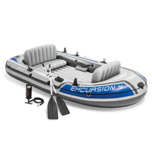 Load image into Gallery viewer, Intex Excursion 4-Person Inflatable Fishing Boat River Raft Set with Oars