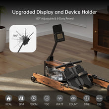 Load image into Gallery viewer, KINGSMITH Water Rowing Machines for Home - Walnut