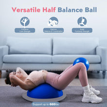Load image into Gallery viewer, kisnbld Half Balance Ball Trainer, Inflatable 19/23 Inch Half Exercise Ball with Resistance Bands -Blue