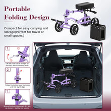 Load image into Gallery viewer, Fvzzin Lightweight Knee Scooter Crutch Alternative, Foldable & Adjustable Knee Scooter for Adults for Foot Surgery, Steerable Knee Walker with Detachable Basket, Includes DIY Stickers-Cream Purple