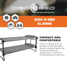 Load image into Gallery viewer, Disc-O-Bed XL Outdoor Modular 2 Person Double Camping Cot Portable Bed with 2 Height Options for Adults, Sleep Solution for Tents, Grey