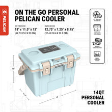 Load image into Gallery viewer, Pelican 14 Quart Personal Lunch Box Cooler - Can Cooler (Jungle Mist/Tan)