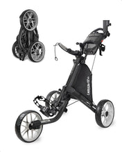 Load image into Gallery viewer, CaddyTek EZ V8 3-Wheel Golf Push Cart | Patented 1-Click Fold, Lightweight & Compact Foldable Design, Durable EVA Wheels with Foot Brake & Adjustable Handle - Dark Gray