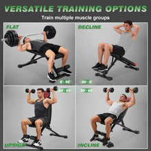 Load image into Gallery viewer, HEMERIS Adjustable Weight Bench 32 In Backrest, Foldable Workout Bench for home gym 660 LBS Incline/Decline Bench Press Exercise Equipment 85°to -30°FID Strength Weight Training(Black)
