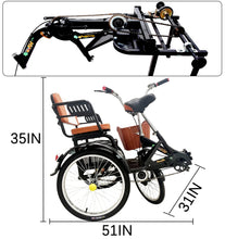 Load image into Gallery viewer, Adult Tricycle 7 Speed, Adult Trikes, 20/24 Inch 7 Speed Three Wheel Bikes with Basket/Child seat (20in,Black)