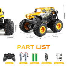 Load image into Gallery viewer, Remote Control Car, 2.4Ghz All Terrain Monster Truck Toys, RC Truck with Music, 3 Lighting Effects, 360 Stunt (Yellow)