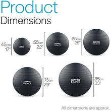 Load image into Gallery viewer, Core Balance Exercise Ball for Workouts, Anti-Burst and Slip Resistant, Swiss Yoga Ball (33" / 85cm Black)