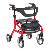 Load image into Gallery viewer, Drive Medical Nitro Sprint Foldable Rollator Walker with Seat - Lightweight Support - Large Wheels - Compact Folding Design - Adjustable Comfort - Standard Size - Red