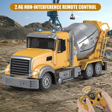 Load image into Gallery viewer, RC Cement Mixer Toy, 6 Channel Truck With Lights, 1:24 Electric 360 Degree Stirring Vehicle, Rechargeable Construction Truck