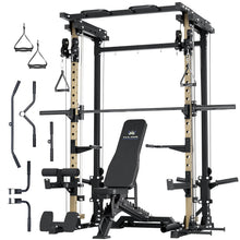 Load image into Gallery viewer, Major Fitness Drone3 Smith Machine with Weight Bench, All-in-One Home Gym Squat Rack with Cable Crossover & Pull-Up Station, Heavy-Duty Full-Body Workout for Strength Training, Khaki