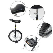 Load image into Gallery viewer, 20" Inch Unicycle Classic Black One Wheel Bike with Anti-Skid Alloy Rim and Pedal Adjustable Height Cycling for Kids Adults Beginner
