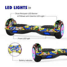 Load image into Gallery viewer, Hoverboard for Kids, 6.5" Two Wheel Self Balancing Hoverboards with Bluetooth and Lights, Graffiti Hover Board