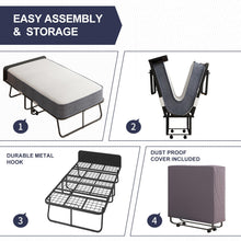 Load image into Gallery viewer, ZAFLY Folding Bed with Memory Sponge Mattress, 75 x 46 Rollaway Bed for Adult, Comfortable Fold Up Portable Sleeping Guest Cot Beds, Perfect for Camping, Travel, Nursing in Hospital - Upgraded