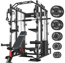 Load image into Gallery viewer, DONOW Smith Machine with Weight Stacks, Power Cage Home Gym System , Iron Weight Plates 240lbs