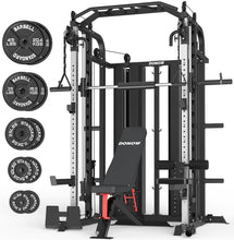 Load image into Gallery viewer, DONOW Smith Machine with Weight Stacks, Power Cage Home Gym System , Cast Iron Weight Plates 240lbs