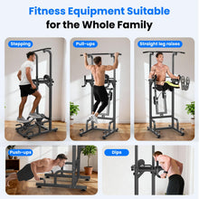Load image into Gallery viewer, RELIFE REBUILD YOUR LIFE Power Tower Pull Up Bar Station Workout Dip Station for Home - (Black-01)