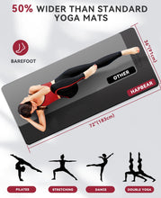 Load image into Gallery viewer, HAPBEAR Large Yoga Mat - 72"x36"x6mm (1/4 inch), Extra Wide Non-Slip Exercise Mat for Home Workout, Yoga, Pilates & Stretching, Durable & Eco-Friendly, Includes Bonus Resistance Bands & Carry Bag