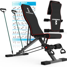 Load image into Gallery viewer, Adjustable Weight Bench 650LBS Capacity, Foldable Workout Bench for Home Gym, Incline Decline Flat Bench Press with Resistance Bands for Full Body Strength Training