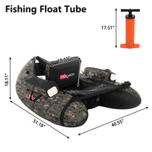 Load image into Gallery viewer, PEXMOR Inflatable Fishing Float Tube,350LBS Capacity, with Storage Pockets and Comfortable Padded Seat,Adjustable Shoulder Straps and Carry Bag, for River Lake Fishing,bass Fly Fishing,Camouflage
