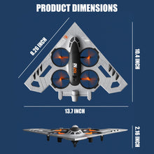 Load image into Gallery viewer, Virellia 3-in-1 RC Drone for Land Sea Air, H20 Remote Control Bomber RC Airplane with Cool Lights, 360° Flip, 3 Driving Mode and Collision Protection, Foam RC Drone Toy Gift for Boy Girl, Silver