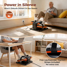 Load image into Gallery viewer, ESL Under Desk Elliptical - Portable Leg Exerciser with Pedal Strap for Seniors, Compact Seated Elliptical with Remote Control, LCD Display Electric Elliptical (New Orange Style with 2 Pedal Straps)