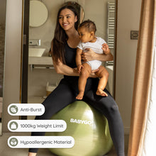 Load image into Gallery viewer, BABYGO Birthing Ball - Pregnancy Yoga Labor & Exercise Ball & Book Set Trimester Targeting (Olive, 65cm)