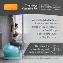 Load image into Gallery viewer, MANTRA SPORTS Yoga Ball Chair - Stability Ball and Exercise with Base for Office Desk -Turquoise